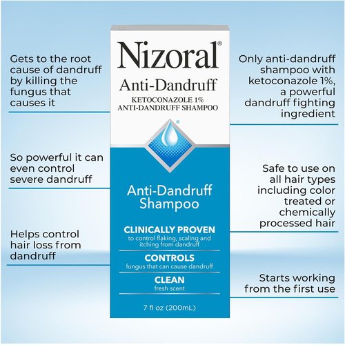 Nizoral Anti-Dandruff Shampoo - 1% Ketoconazole Formula for Effective Relief | Fresh Scent, 7 Fl Oz