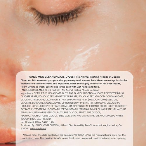 FANCL Mild Cleansing Oil - Gentle Japanese Makeup Remover for Sensitive Skin | 100% Preservative Free (1, Blue)