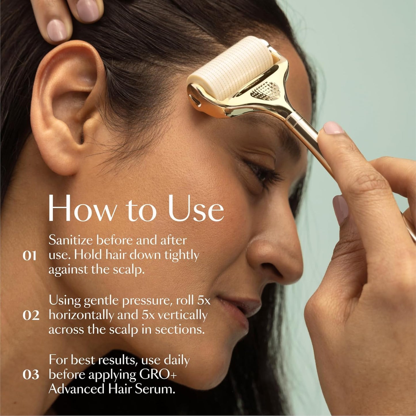 VEGAMOUR GRO+ Advanced Dermaroller - 1,200 Microneedle Scalp Tool | Gently Exfoliates for Maximum Coverage