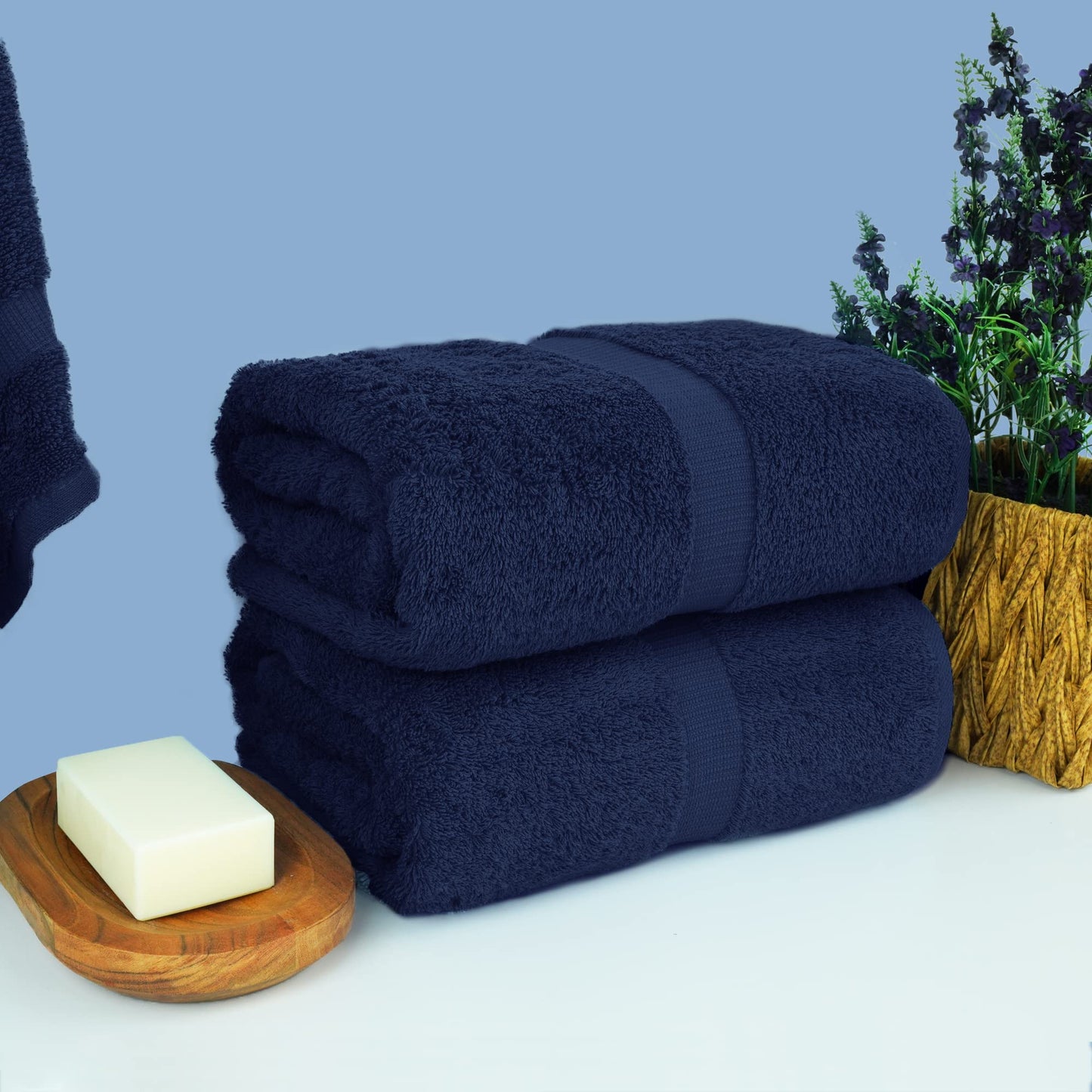 Chakir Turkish Linens, 100% Cotton Premium Quality Turkish Bath Sheets (35''x70'' Large Bath Sheet Towels - Navy)