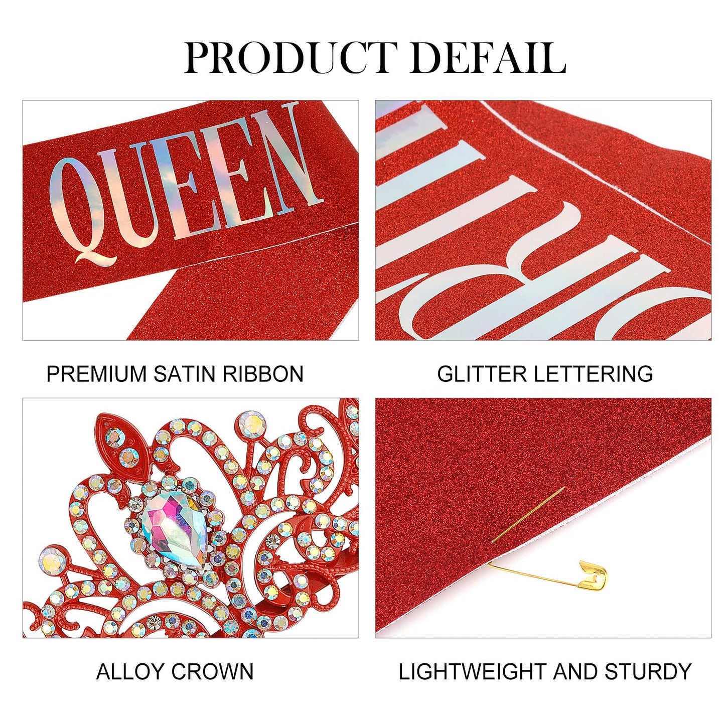 "Birthday Queen" Sash and Crystal Tiara Set Tiara and Crowns for Women COCIDE Birthday Gift for Girl Kit Decorations Set Rhinestone Hair Accessories Glitter Stain Silk Sash for Party