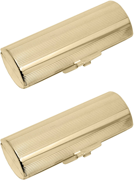 Stephanie Imports Set of 2 Capsule Shaped Lipstick Cases (Gold Ridges)