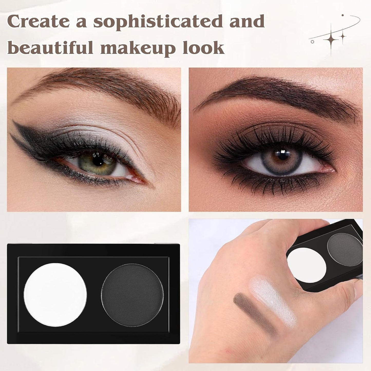 Skiennix Duo Eye Shadow Powder - White & Black Matte Palette for Daily Looks | Highly Pigmented & Blendable