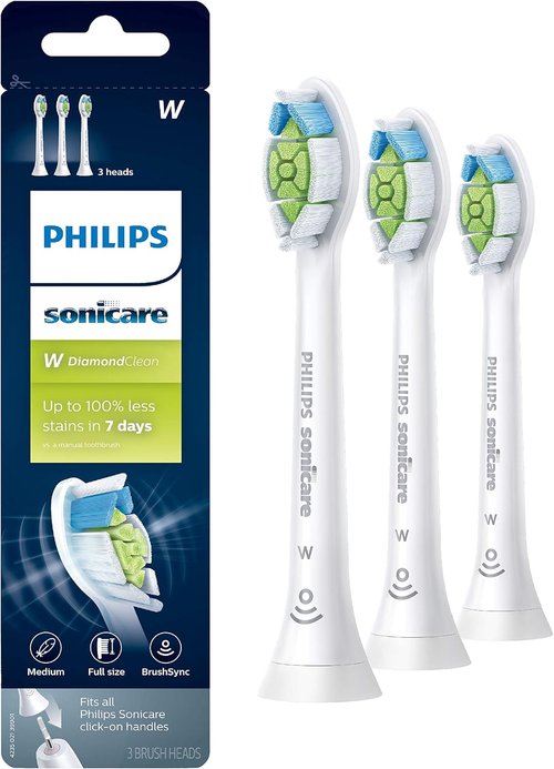Philips Sonicare W DiamondClean - Genuine Electric Toothbrush Heads, White, 3 Pack (HX6063/65)