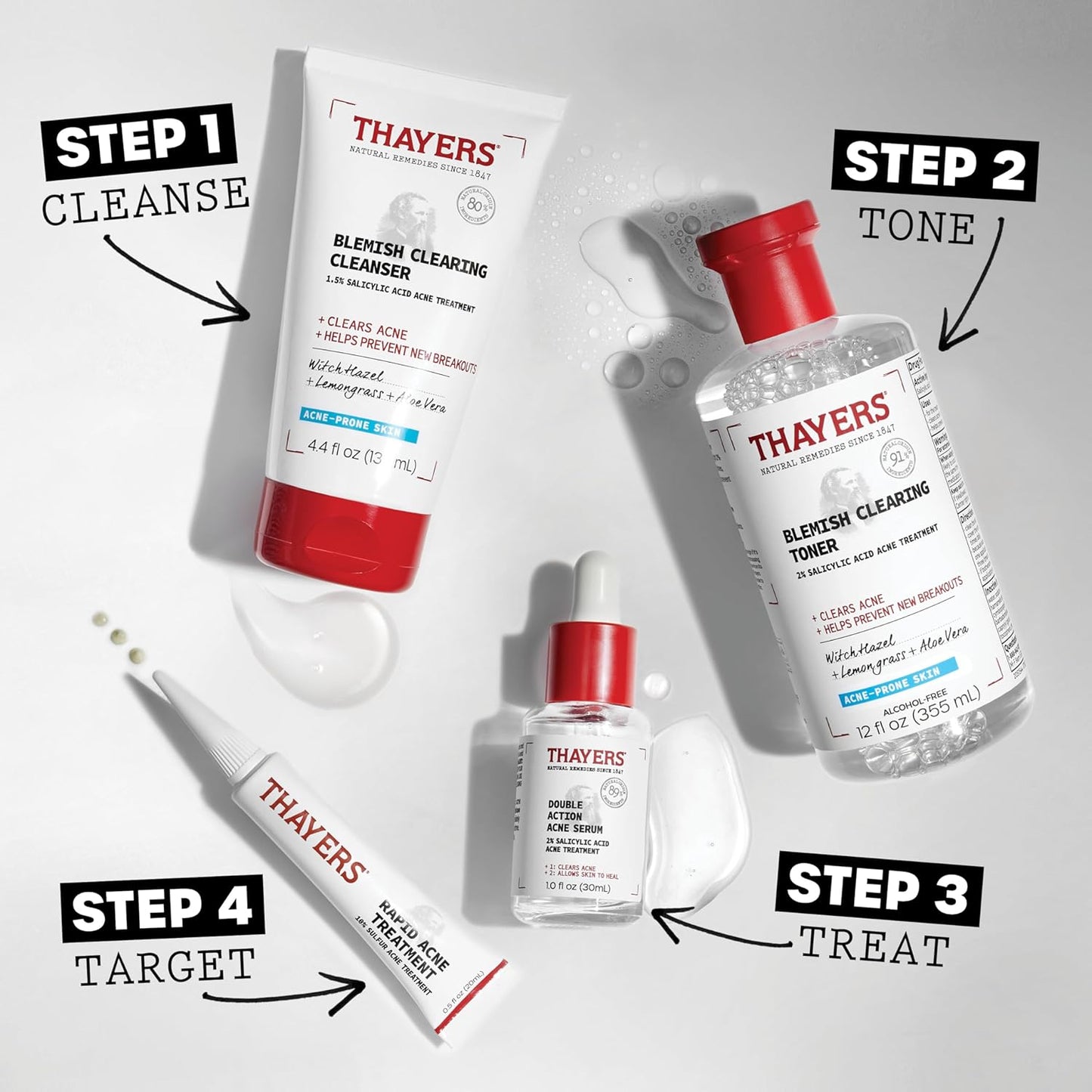Thayers Double Action Acne Serum - 2% Salicylic Acid & Niacinamide for Soothing Skin | 1 Fl Oz
