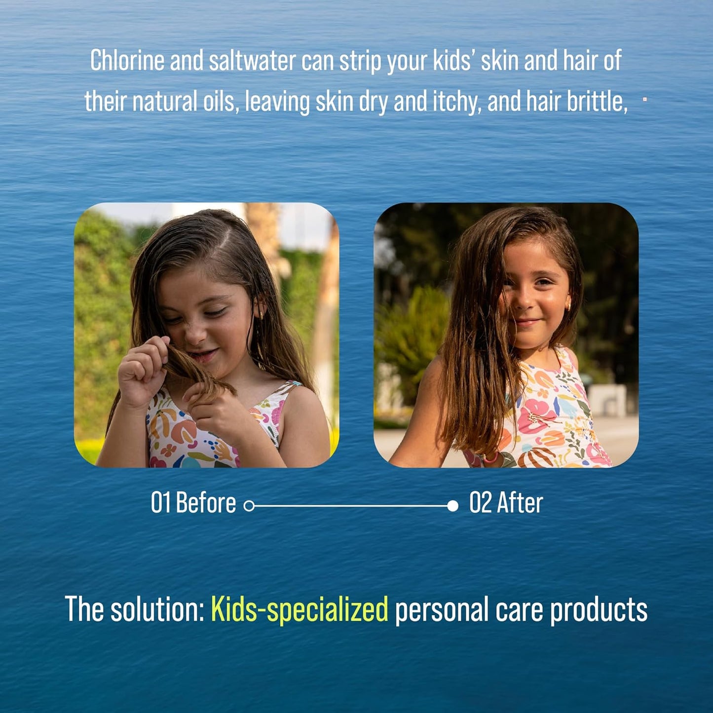 TRIHARD Kids Hair & Body Protection Essentials - 3-in-1 Shampoo, Conditioner & Body Wash for Sensitive Skin