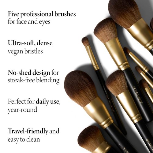 Laura Geller New York Makeup Brushes Set - Cruelty-Free 5-Piece Full Face Brush Collection