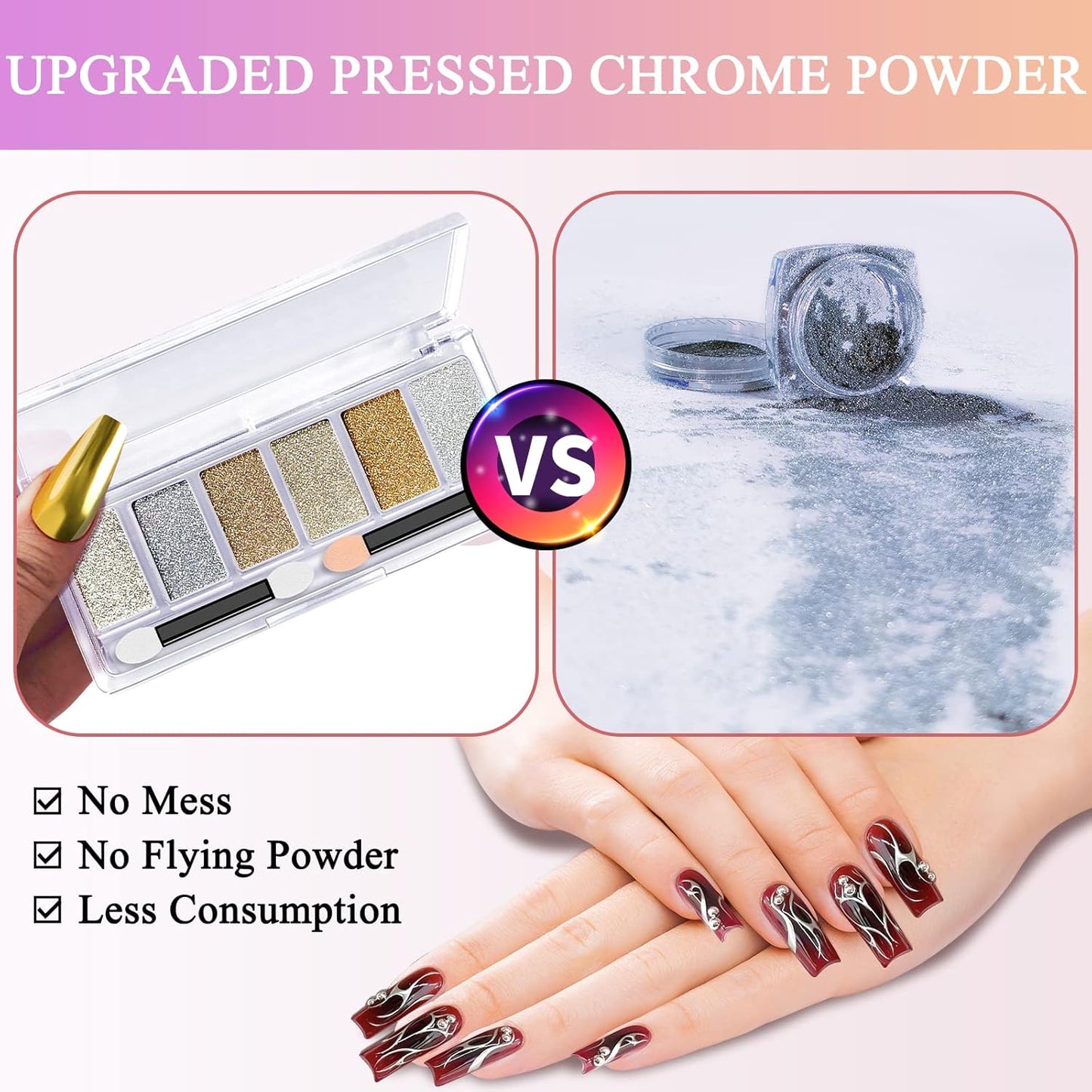 Skiennix Holographic Nail Powder Set - 6 Iridescent Colors for Stunning Metallic Nail Art