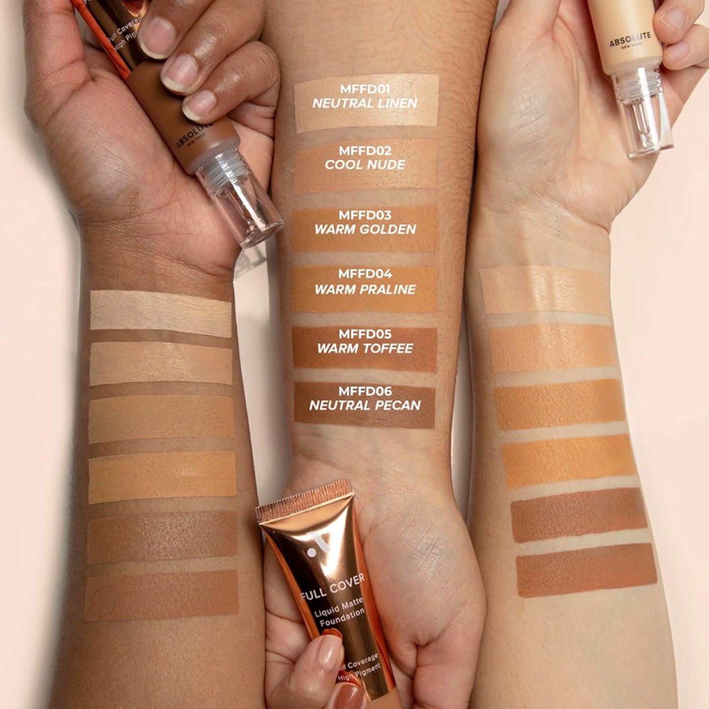 Absolute New York Full Cover Liquid Matte Foundation - Creamy Oil-Free Formula with Dropper Tip | Natural Finish
