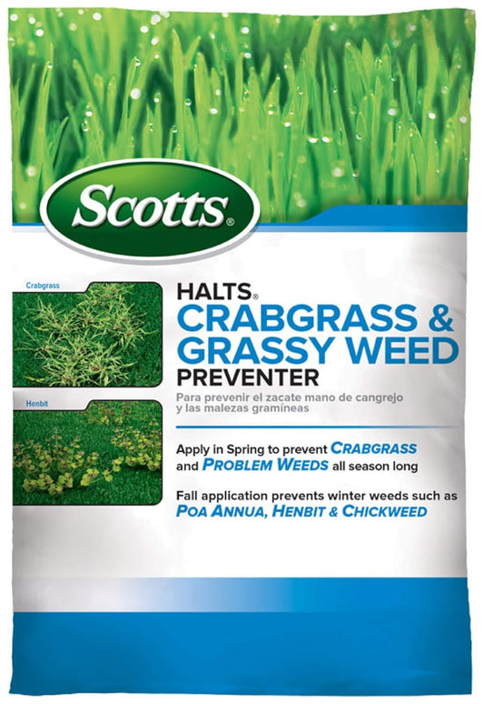 Scotts Halts Crabgrass & Grassy Weed Preventer - Pre-Emergent Weed Killer for Lawns, For Up To 5,000 sq. ft. of Lawn Care, 10.06 lb.