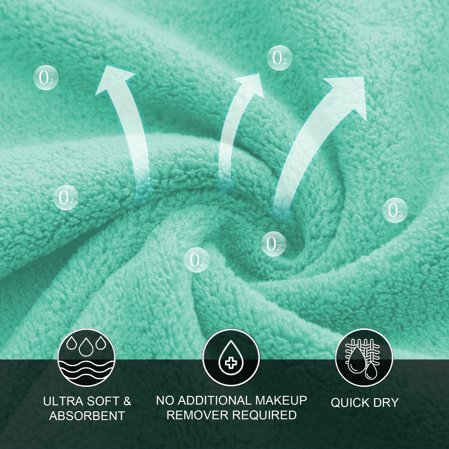 MOONQUEEN Microfiber Facial Cloths Fast Drying Washcloth 12 Pack - Premium Soft Makeup Remover Cloths - Aqua Green