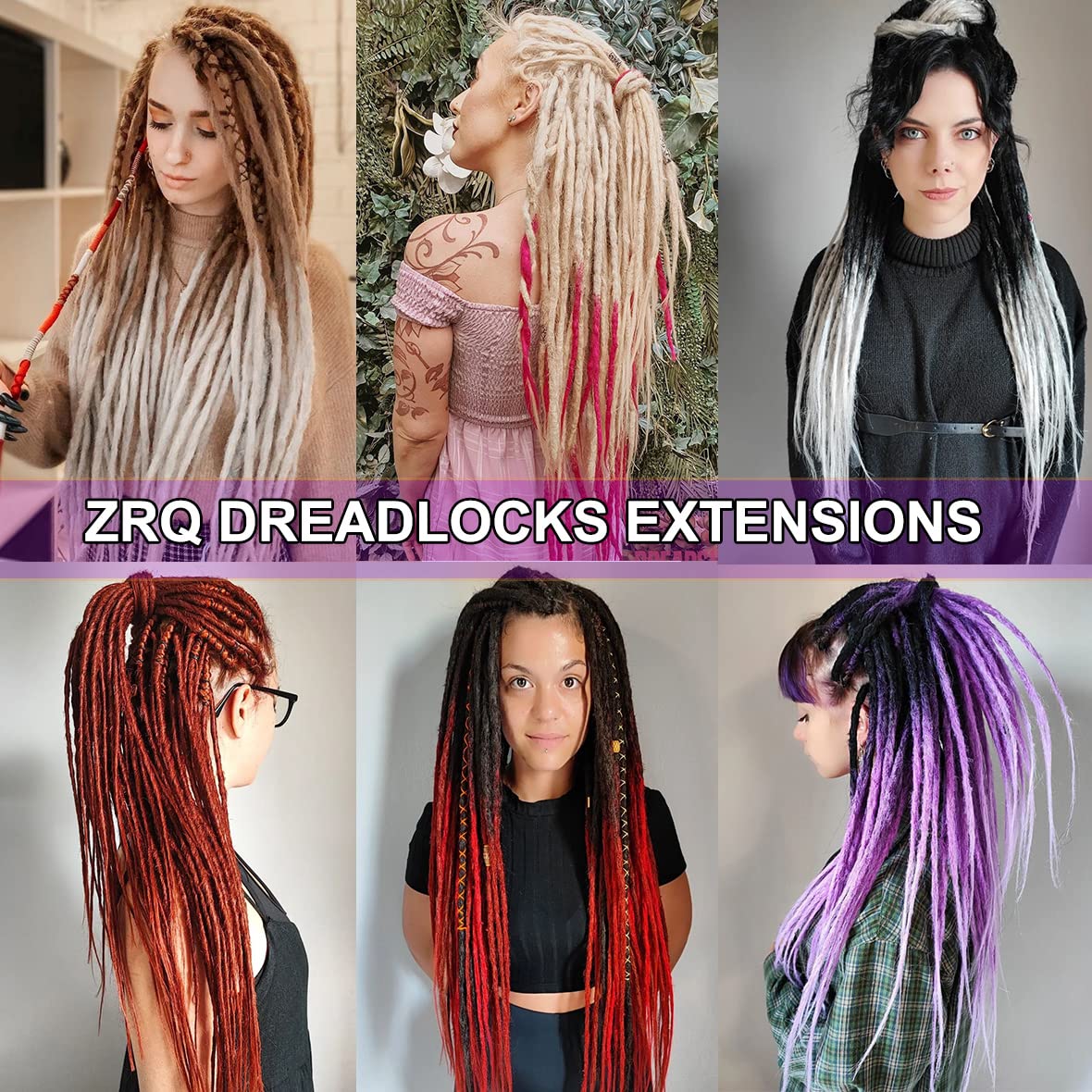 ZRQ 30 Strands 24" Synthetic Dreadlock Extenisons Ombre Blonde Boho Locs Synthetic Dreads,27613 Dreadlocks Goddess Locs Crochet Braids Fake Dreads Hair Extensions 27613#