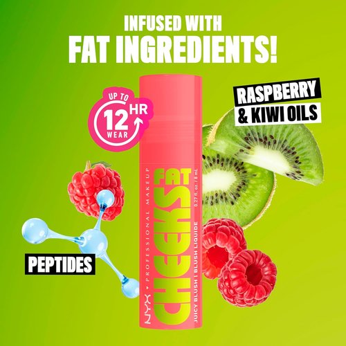 NYX PROFESSIONAL MAKEUP Fat Cheeks Liquid Blush - Buildable, Dewy Finish, Long-Lasting 12HR Wear | Fig Fizz (Soft Peach)