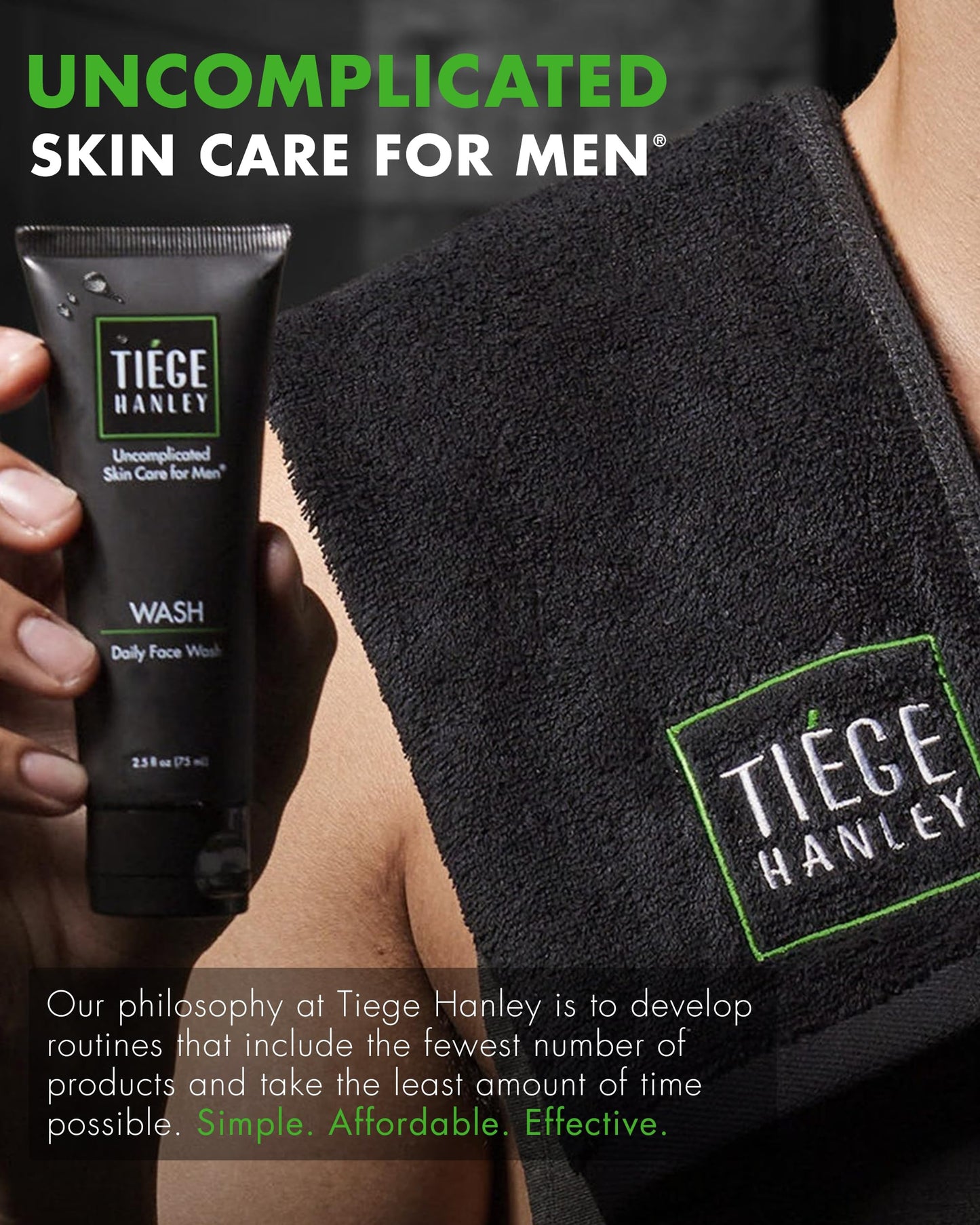 Tiege Hanley Mens Skin Care Set, Essential Skin Care Routine for Men (System Level 1) - Face Wash Kit for Fines Lines & Wrinkles - Men's Skincare Set Includes Face Wash, Facial Scrub, & Moisturizer