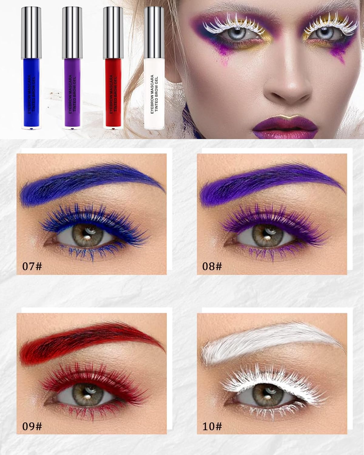 Skiennix Eyebrow Mascara Gel | Long-Lasting Waterproof Tinted Brow Filler - 10ml White Color