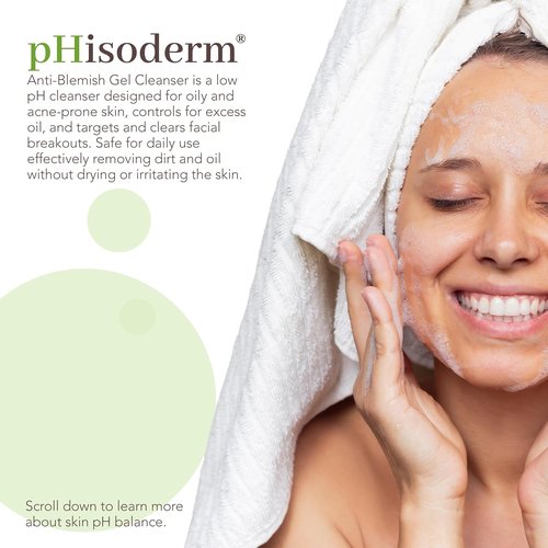 pHisoderm Anti-Blemish Gel Cleanser - pH Balanced Formula Clears Acne & Prevents Breakouts | 6 Fl Oz