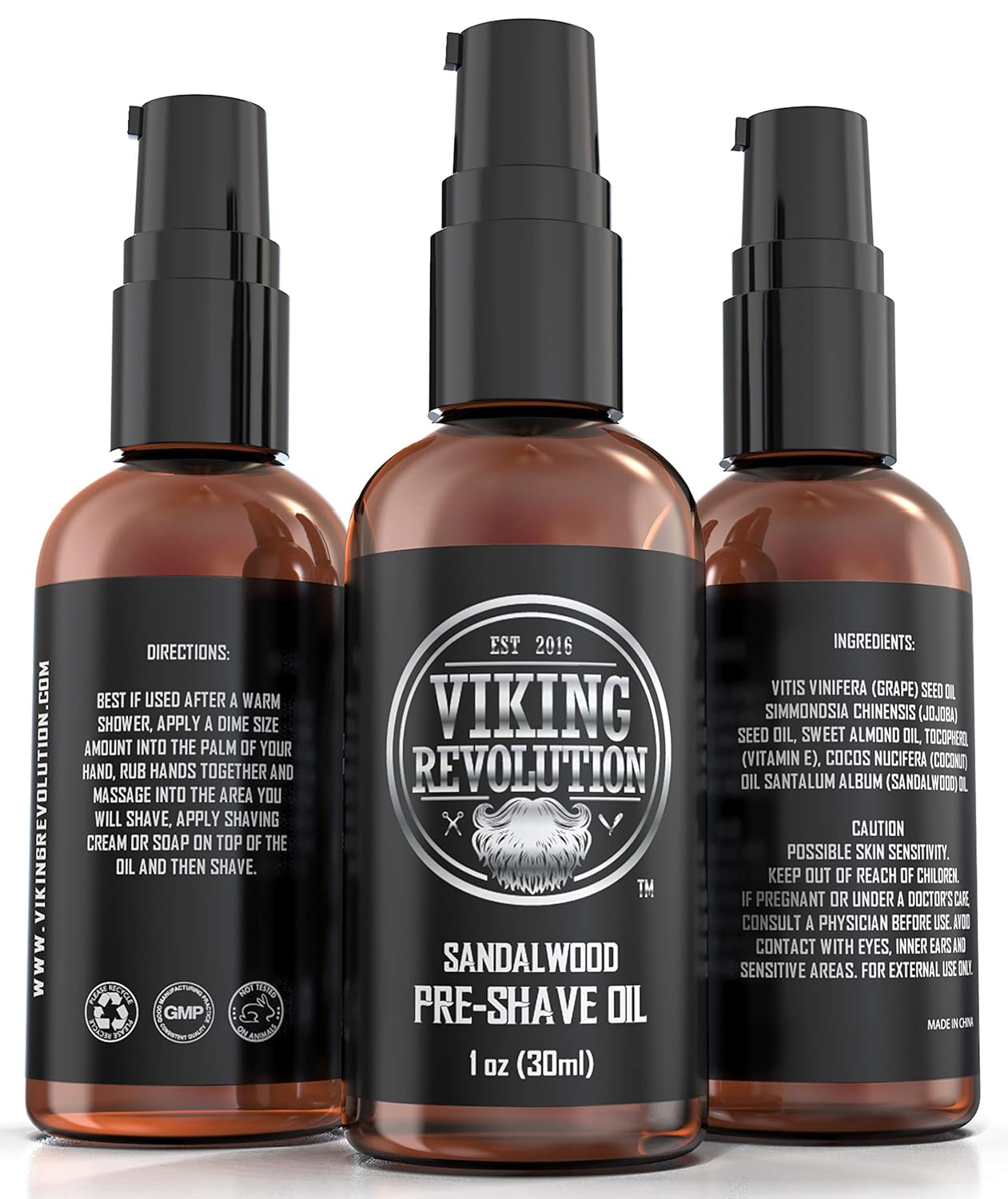 Viking Revolution Pre-Shave Oil for Men - Sandalwood Scent for Smooth, Irritation-Free Shave | 1 Fl Oz