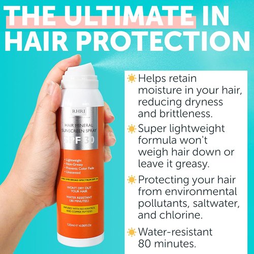 Premium SPF 30 Hair Sunscreen - Non-Greasy Aerosol Spray for UV Protection | Prevents Sunburn & Color Fade | 4.06 fl oz