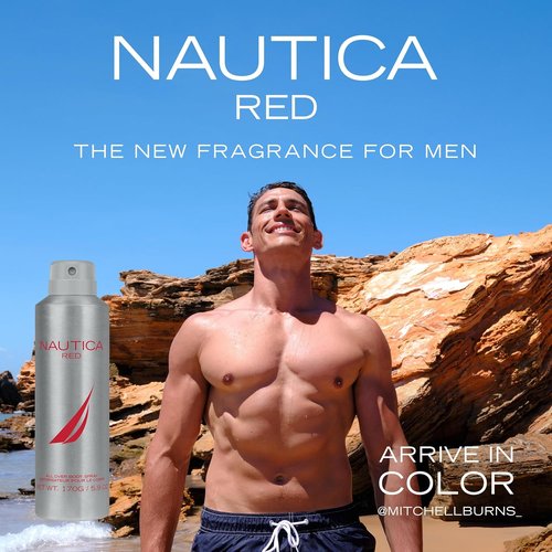 Nautica Deodorizing Body Spray for Men - Aromatic Fougere Fragrance with Black Pepper & Lavender, 6oz