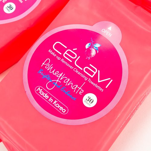 Celavi Makeup Remover Cleansing Wipes Removing Towelettes 2 Packs - 60 Sheets (Pomegranate)