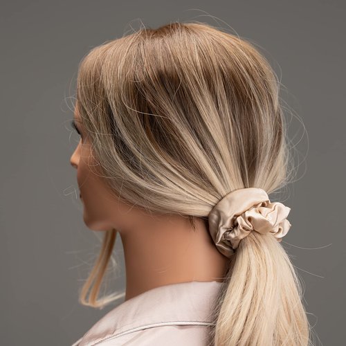 Silk Scrunchies for Hair 100% Mulberry Silk Hair Ties 3 Pack(Navy Blue, Emerald, Apricot)
