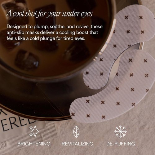 Lux Unfiltered Iced Latte Cooling Under Eye Patches - Caffeine Infused Korean Eye Mask for Puffiness & Hydration - 10 Pairs