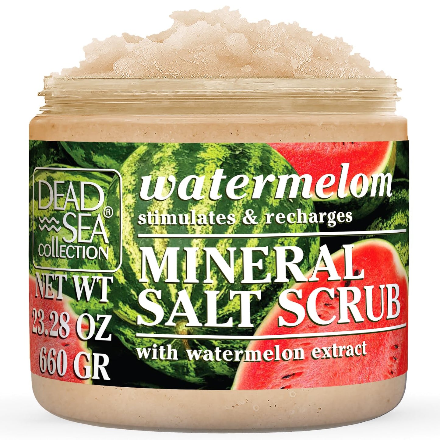 Dead Sea Collection Watermelon Salt Scrub – Exfoliating Body Scrub for Women – Moisturizing and Nourishing Skin – with Pure Oils and Dead Sea Minerals (23.28 Oz)
