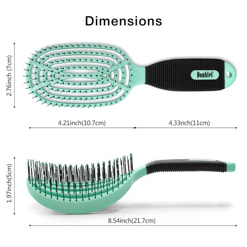 NuWay DoubleC Detangling Hair Brush – Patented Double Curve Scalp Care Hairbrush for Gentle Detangling, Volume Styling & Wet or Dry Hair (Mint Green)