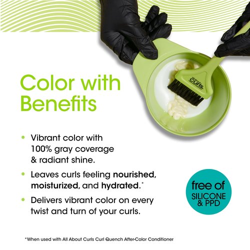 All About Curls 8N Golden Swirl Permanent Hair Color (Prep + Protect Serum & Hair Dye for Curly Hair) - 100% Grey Coverage, Nourished & Radiant Curls