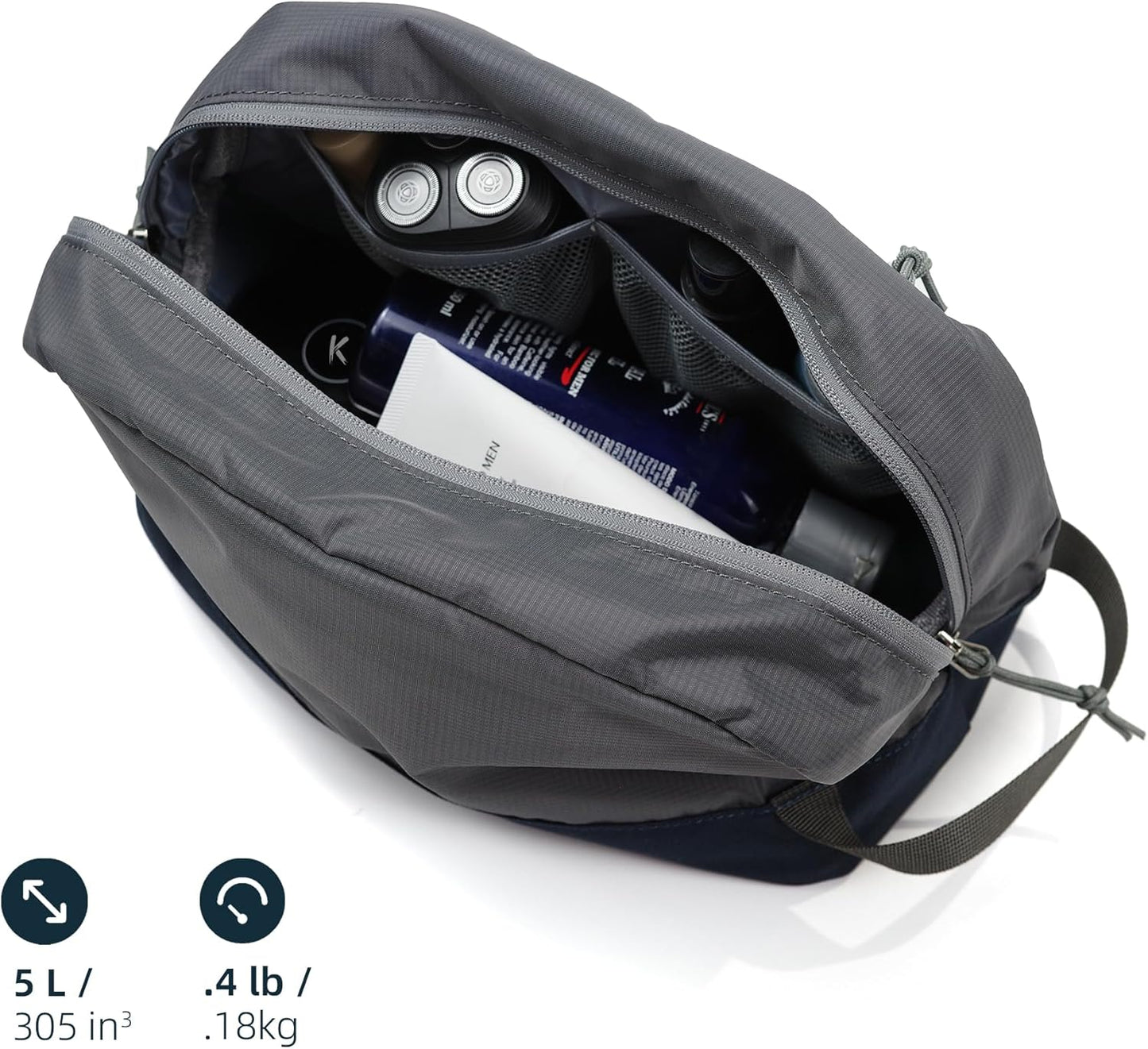 Skiennix Travel Toiletry Bag - Compact 5L Organizer with Waterproof TPU Wet/Dry Compartment