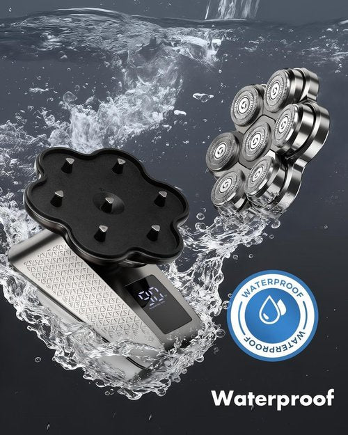 **7D Electric Head Shaver - 5-in-1 Pro Grooming Kit for Men | Waterproof, Type-C Charge, Travel-Ready**