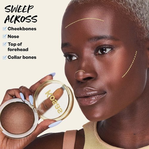 Kosas Baked Bronzer - Glowy Contouring Powder for Cheekbones & Jawline - Vegan & Talc-Free - Tropic
