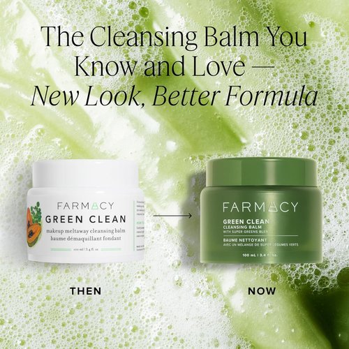Farmacy Green Clean Makeup Remover Balm - Waterproof Oil Cleanser for Face | Hydrates & Softens Skin (100ml)