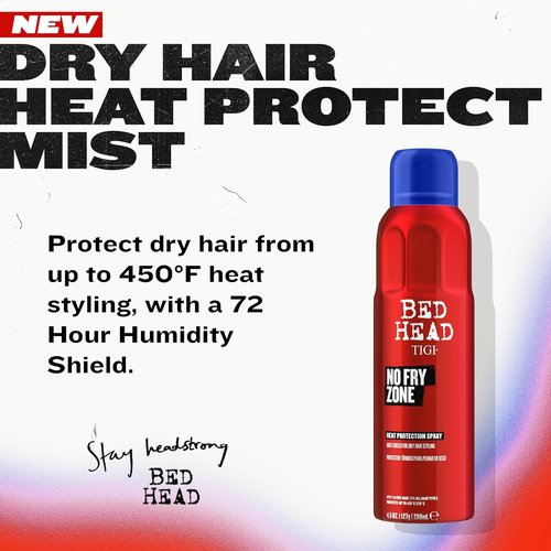 Bed Head by TIGI No Fry Zone Dry Heat Protectant Mist - 450°F Thermal Protection & 72-Hour Humidity Shield | 4.5 oz