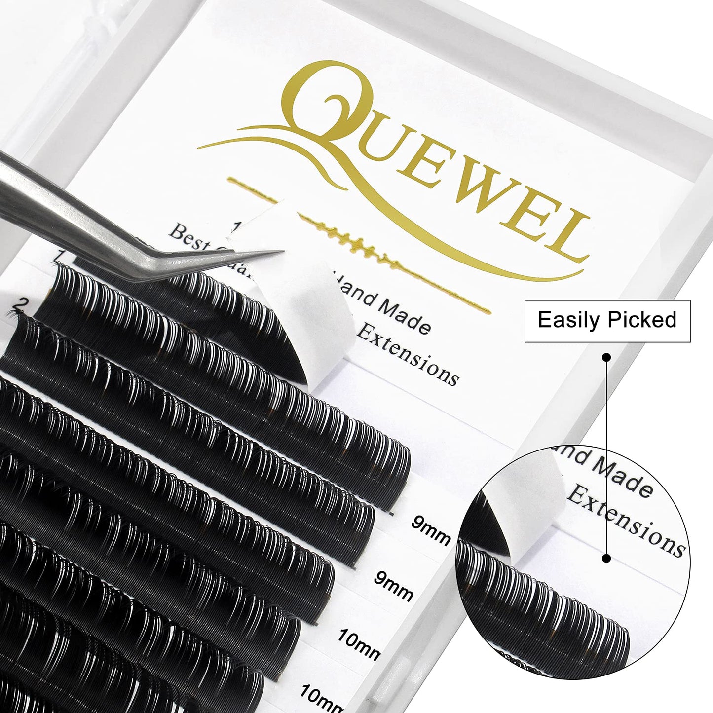 QUEWEL Eyelash Extension Supplies 0.15 C Curl Mix-8-14mm Classic Individual Lash Extensions|Optinal 0.03/0.05/0.07/0.10/0.15/0.20 C/D Single 8-25mm Mix 8-14mm 15-20mm 20-25mm|(0.15 C MIX-8-14mm)