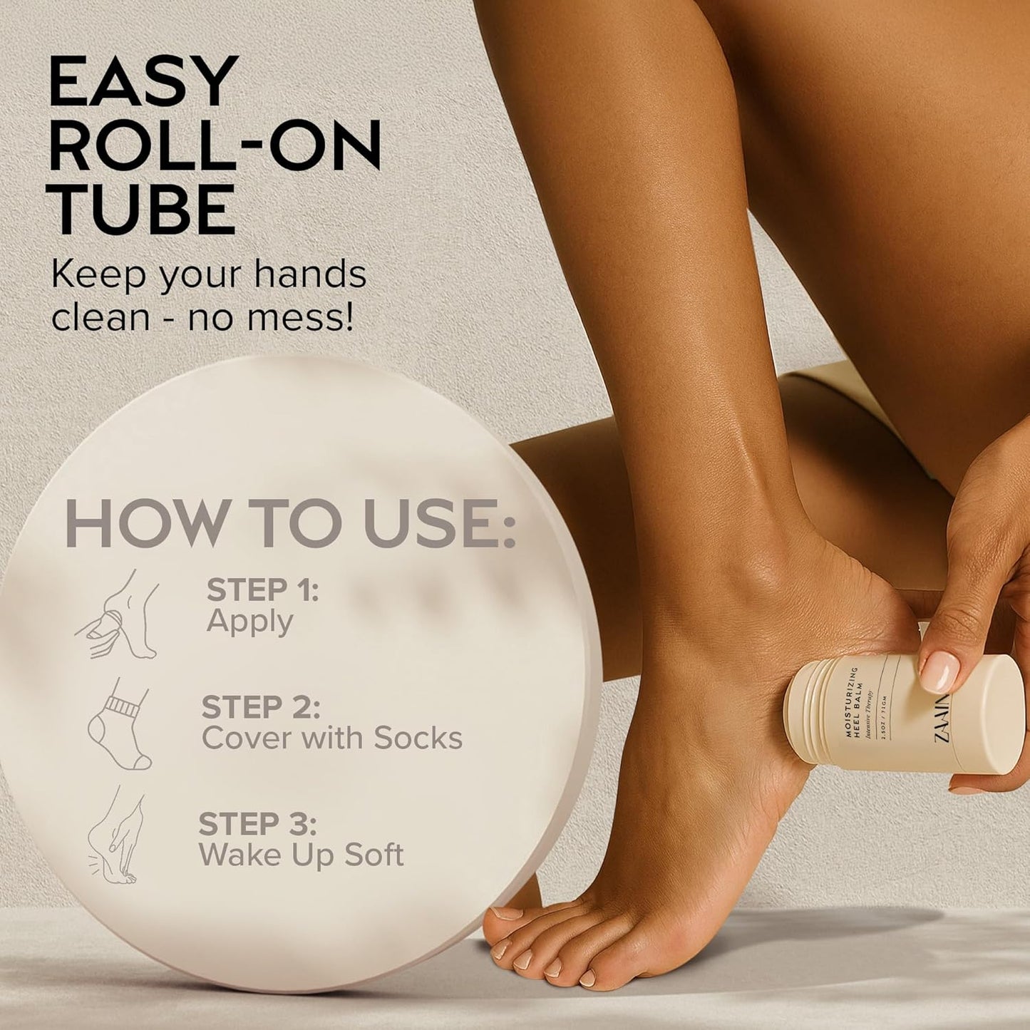ZAAINA Intensive Heel Balm Stick - Miracle Foot Repair Cream for Dry, Cracked Feet - 2.5 oz Tube