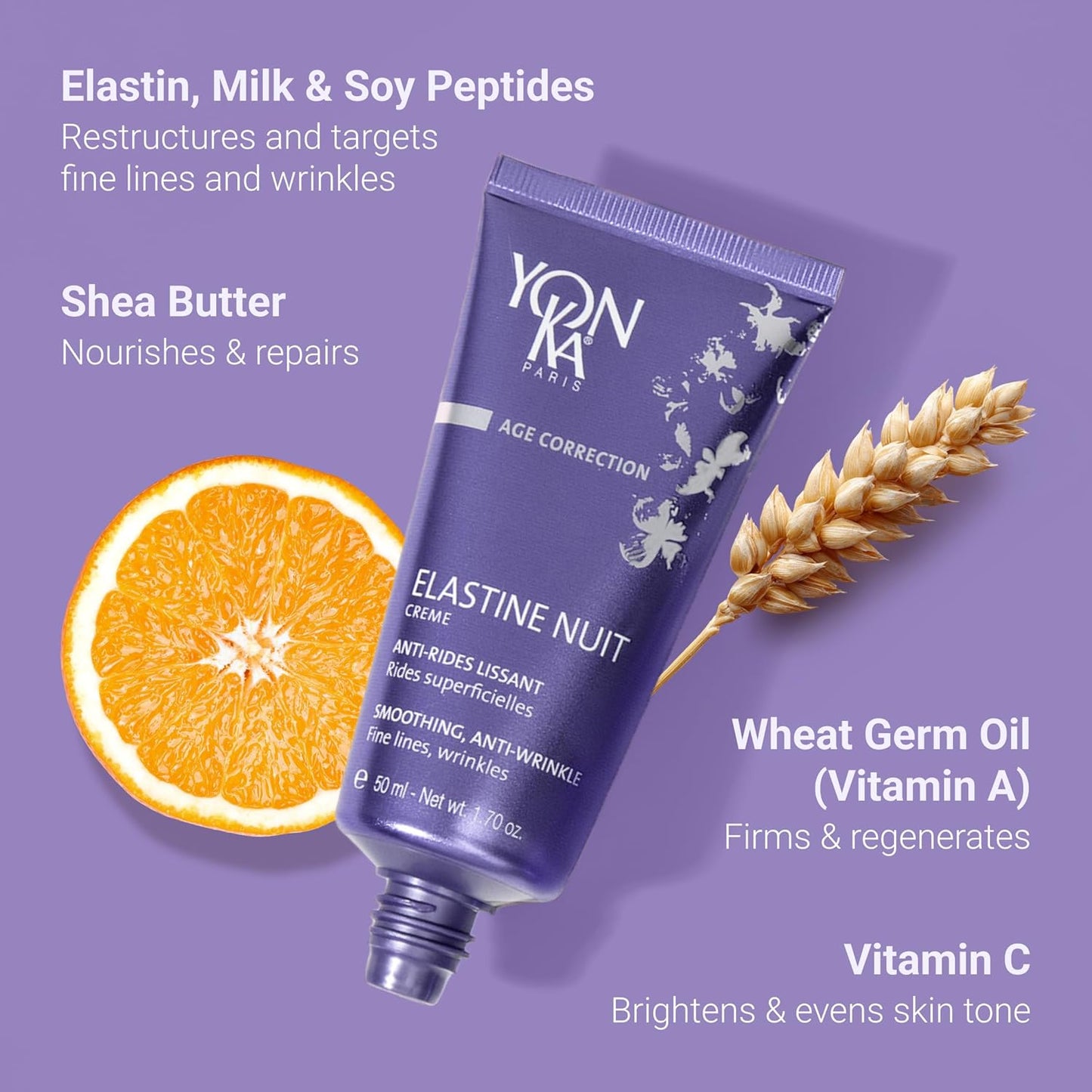 Yonka Elastine Anti-Aging Face Cream - Smooths Wrinkles & Deeply Hydrates | Repairs Damaged Skin with Vitamins A, C & E