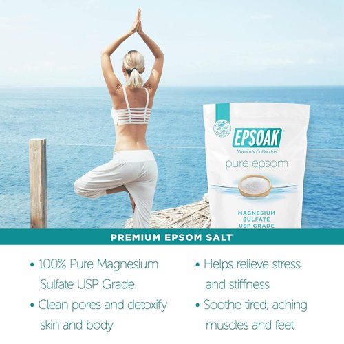 Epsoak Epsom Salt - 5 lb Unscented Magnesium Sulfate USP | Resealable Bag, Made in The USA