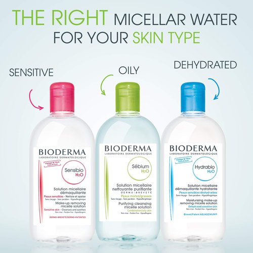 Bioderma Sébium H2O Micellar Water, Duo Pack Cleansing and Makeup Removing Gentle Face Cleanser for Combination to Oily Skin, 33.4 Fl Oz