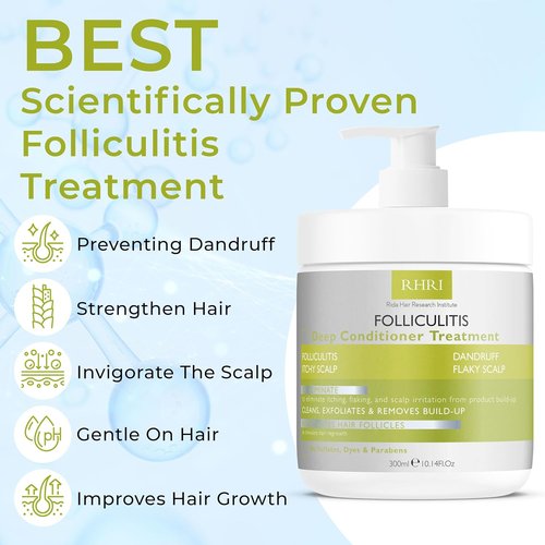 Folliculitis Deep Conditioner - Effective Scalp Treatment for Dandruff, Psoriasis & Seborrheic Dermatitis | Nourishes Oily Hair