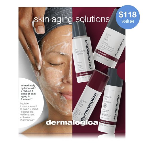 Dermalogica Anti-Aging Skincare Solutions Kit - Travel Size Face Cleanser, Serum, Moisturizer with SPF