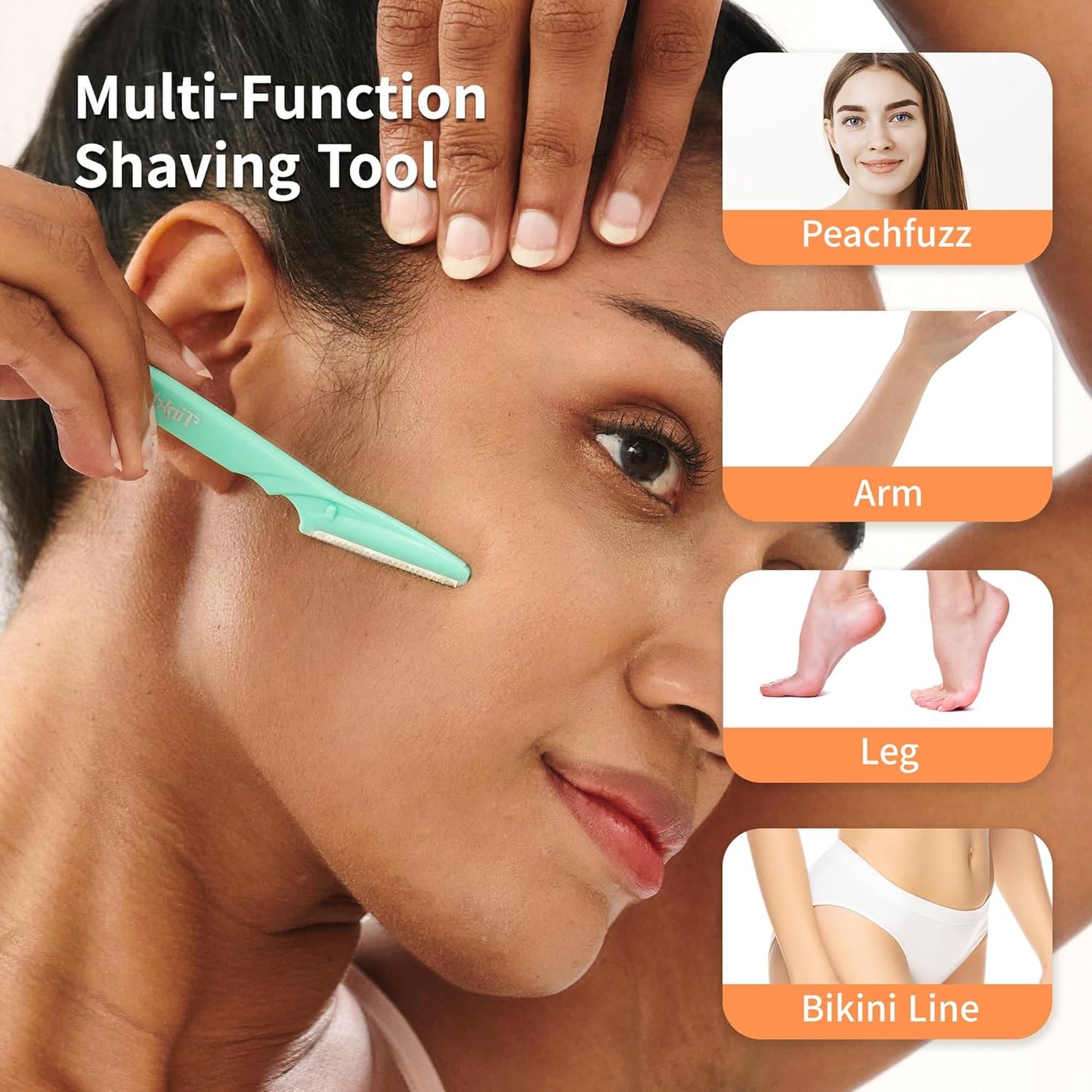 Tinkle Dermaplaning Tool - 6ct Dermaplane Razors for Women | Safe Peach Fuzz & Eyebrow Trimmer