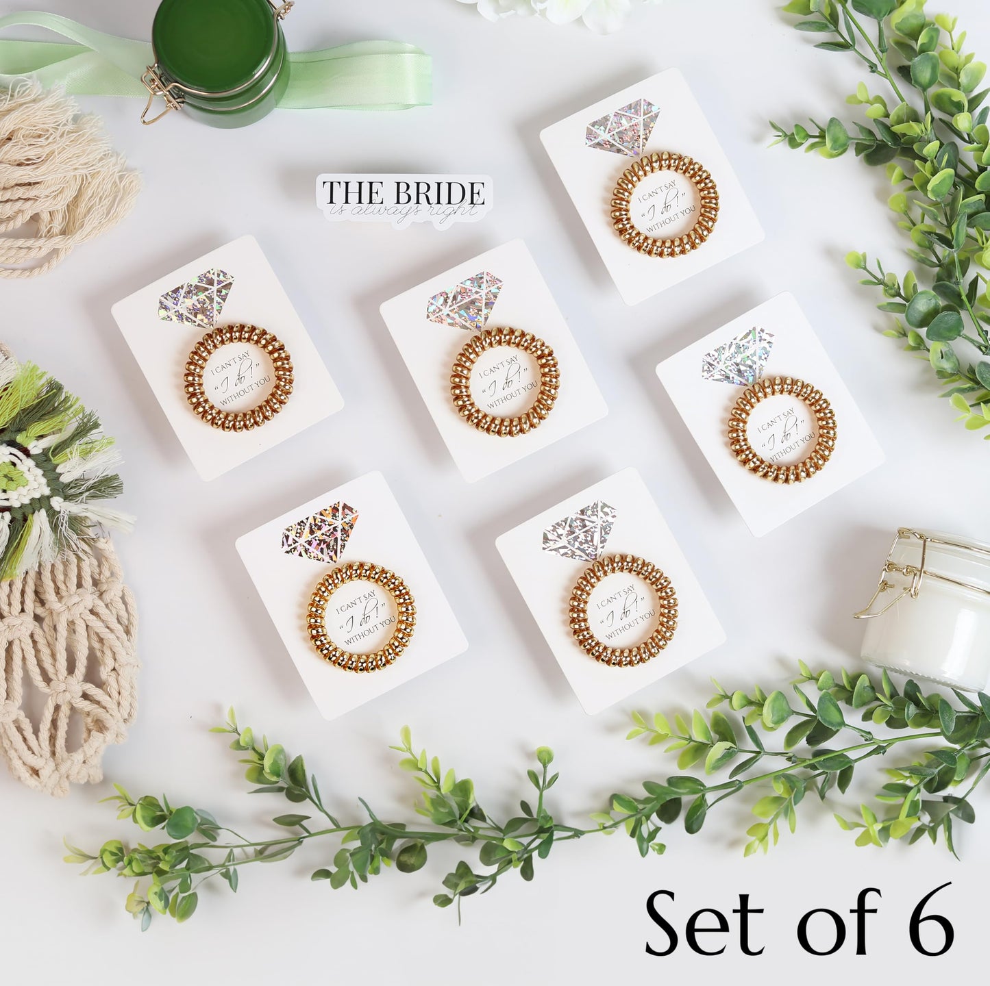 6 Pack Bridesmaid Gift Spiral Hair Ties on a Proposal Card - Phone Cord Hair Ties for Bridal Maid of Honor (Gold or Silver)… (Dark Bronze)