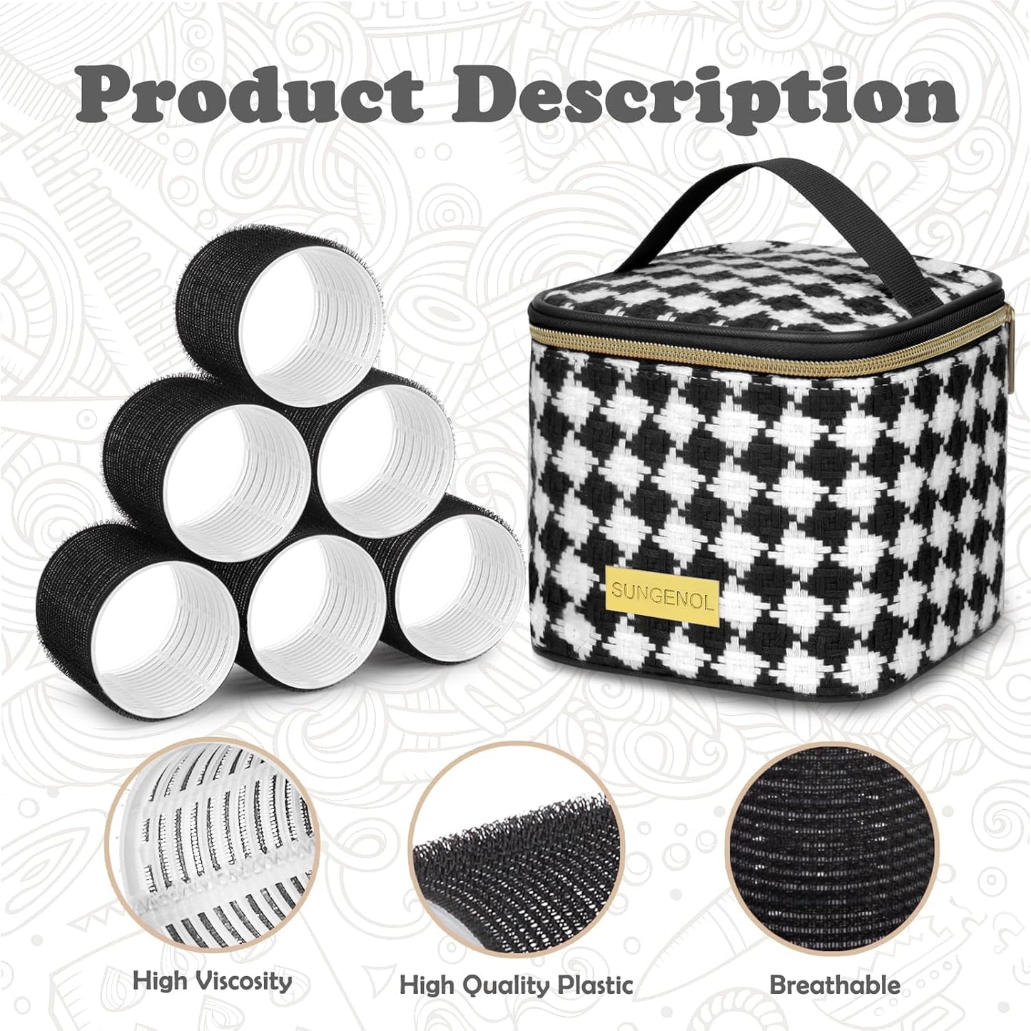 Sungenol Hair Roller Set - 18 Pcs with Clips & Comb for Salon-Quality DIY Hairstyles | 3 Sizes Included