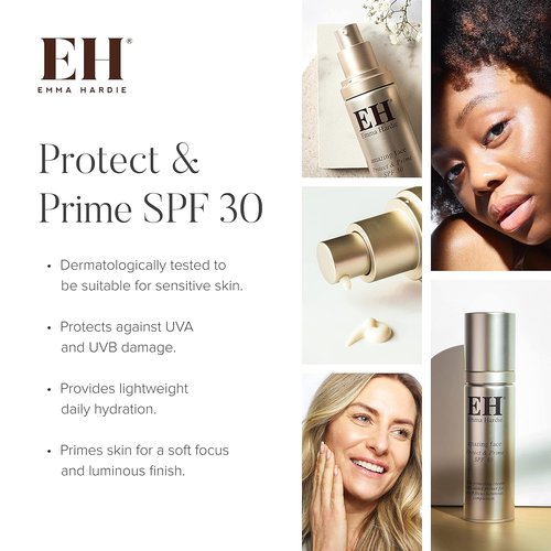 Emma Hardie Protect & Prime SPF 30 - Moisturizer & Sunscreen with Vitamin E for Daily Use