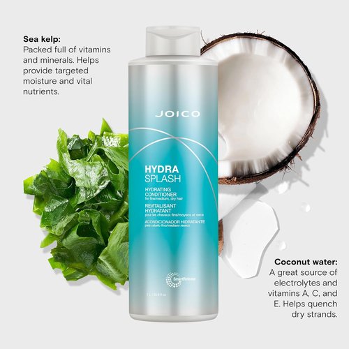 Joico HydraSplash Hydrating Conditioner - Moisture Replenishing Formula for Fine to Medium Dry Hair | Sea Kelp & Coconut Water