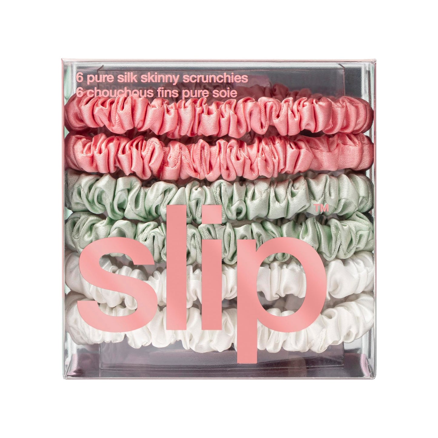 Bellerose Silk Skinny Scrunchies - 100% 22 Momme Mulberry Silk Hair-Friendly Elastic Set (6 Luxurious Scrunchies for Women)