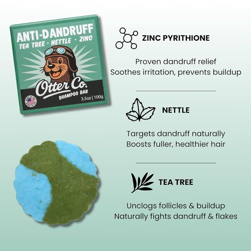 Otter Co. Anti-Dandruff Tea Tree Shampoo Bar - Vegan, Natural & Sulfate-Free for All Hair Types