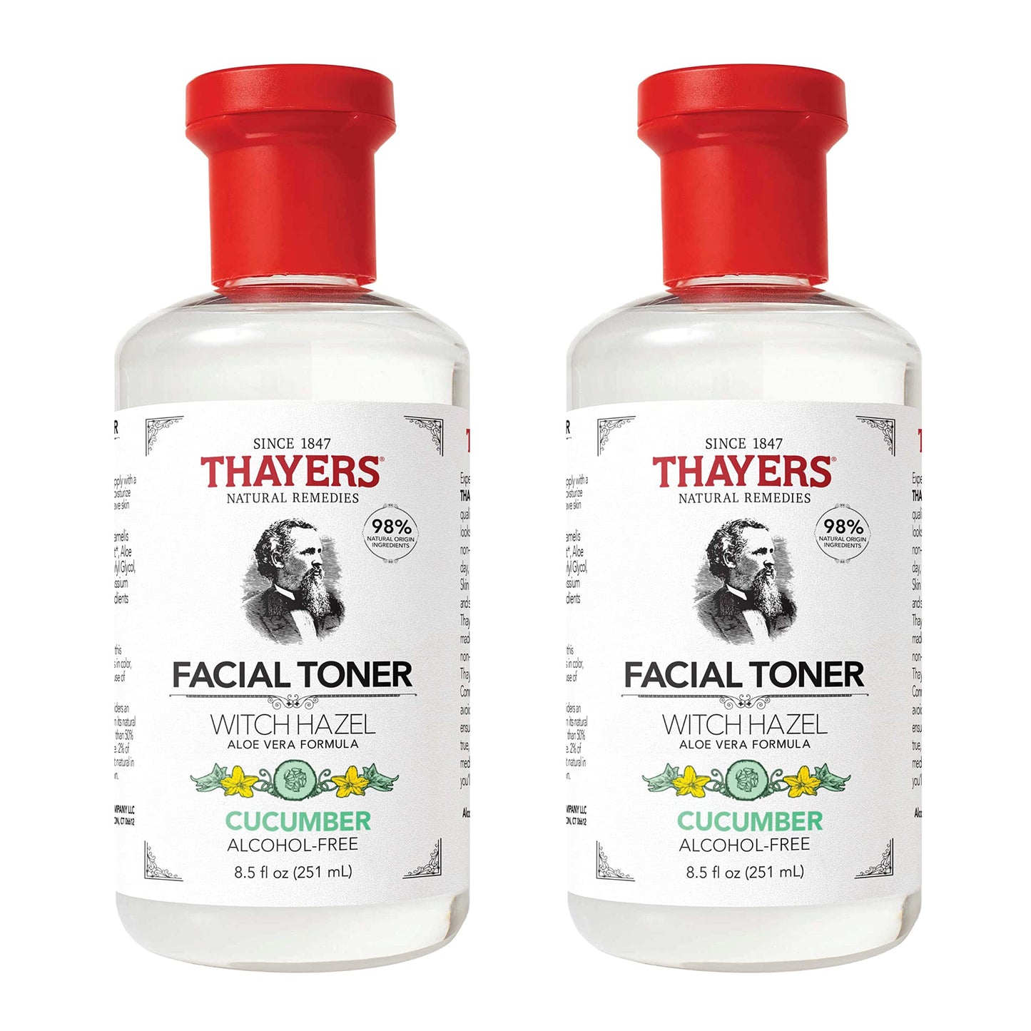 Thayers Alcohol-Free, Hydrating Cucumber Witch Hazel Facial Toner with Aloe Vera Formula, 8.5 Oz (Pack of 2)