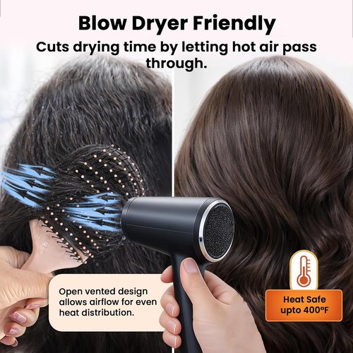 Herstyler Vented Hair Brush - Fast Detangling & Blow Drying - Curved Paddle for Thick, Curly, Wavy Hair - Peach
